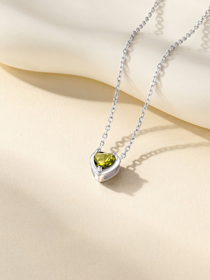Silver Necklace 925 Sterling Silver Birthstone Love Heart Necklace Gifts for Women
