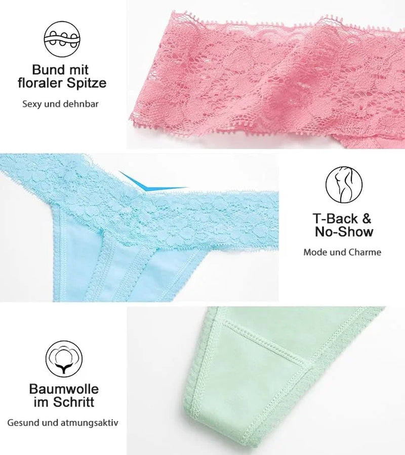Women'S Lace Thongs, 10-Pack Low Rise No Show Stay-Put