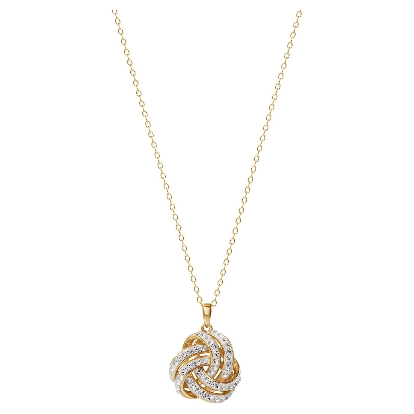 Brilliance Fine Women'S Love Knot 18K Gold Crystal Pendant and Earring Set