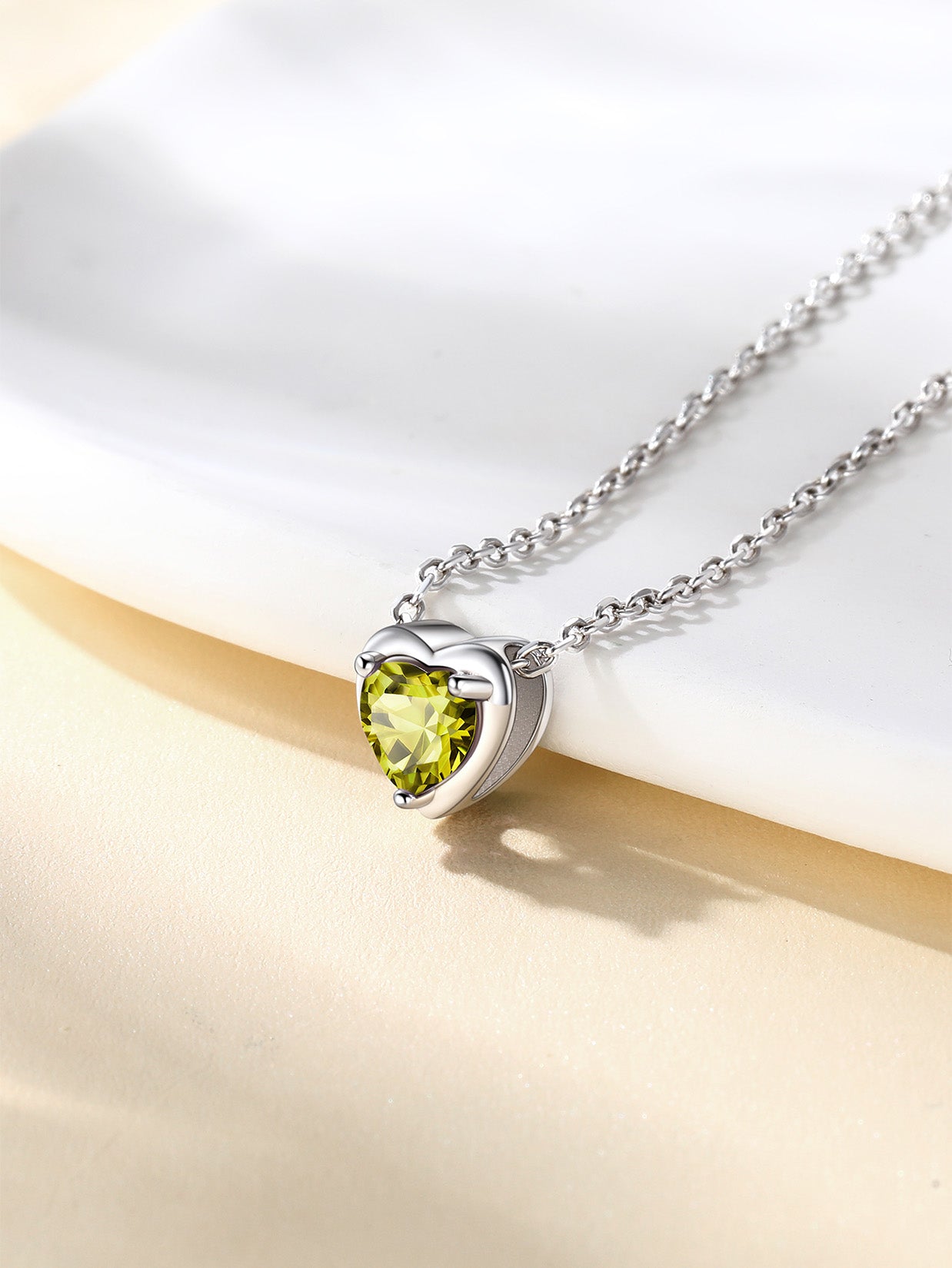 Silver Necklace 925 Sterling Silver Birthstone Love Heart Necklace Gifts for Women