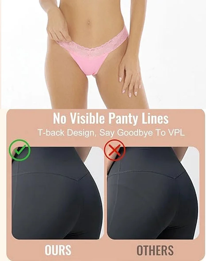 Women'S Lace Thongs, 10-Pack Low Rise No Show Stay-Put